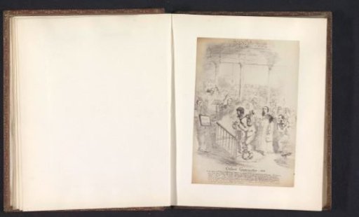 Photographic reproduction of a drawing depicting a commemoration at Oxford, where a mechanic receives an honorary diploma