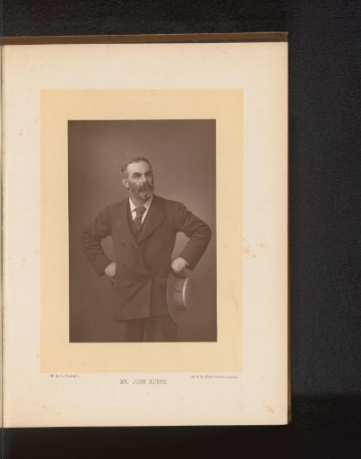 Portrait of John Burns with a hat in his hand