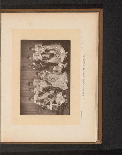 Portrait of George V of the United Kingdom and Victoria Mary Augusta Louise Olga Pauline Claudine Agnes of Teck and their bridesmaids