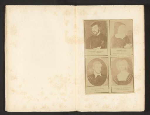 Photographic reproduction of four paintings depicting portraits of Etienne Bouwier, Marie Cousin, Jean Bouwier III and Savinienne de Bornes