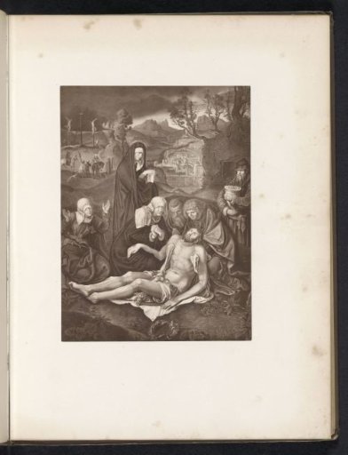Photographic reproduction of a print after a painting depicting the Descent from the Cross