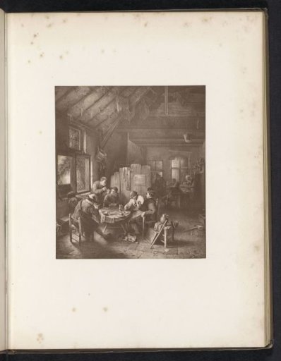 Photographic reproduction of an engraving after a painting, depicting an interior of an inn