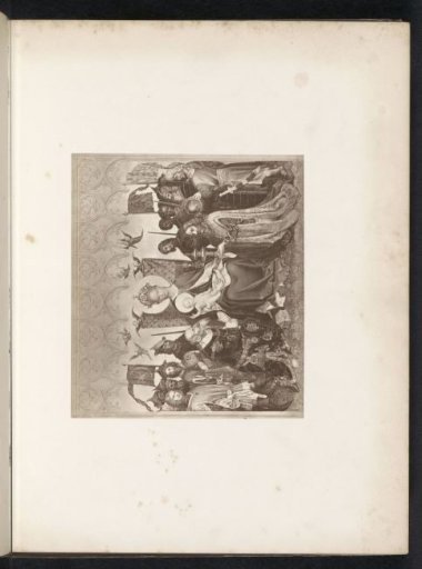 Photographic reproduction of an engraving after a painting, depicting the Adoration of the Magi