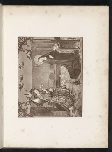 Photographic reproduction of an engraving after a painting, depicting the Annunciation