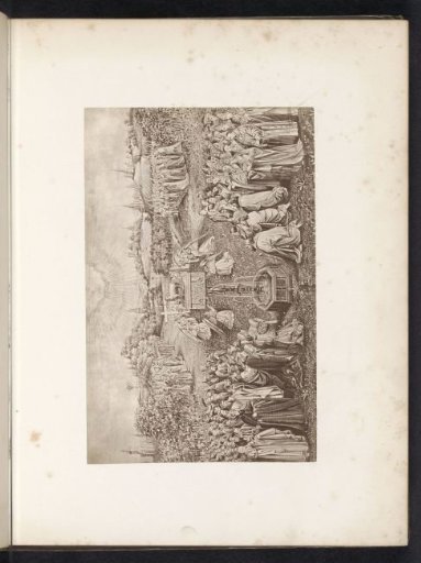 Photographic reproduction of an engraving after a painting, depicting Luke Drawing the Madonna