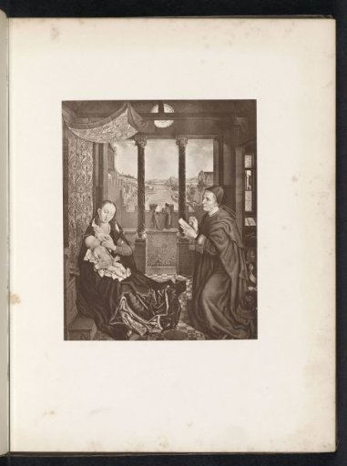 Photographic reproduction of an engraving after a painting, depicting the Adoration of the Magi
