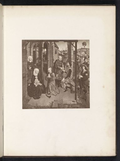 Photographic reproduction of an engraving after a painting, representing the Adoration of the Magi