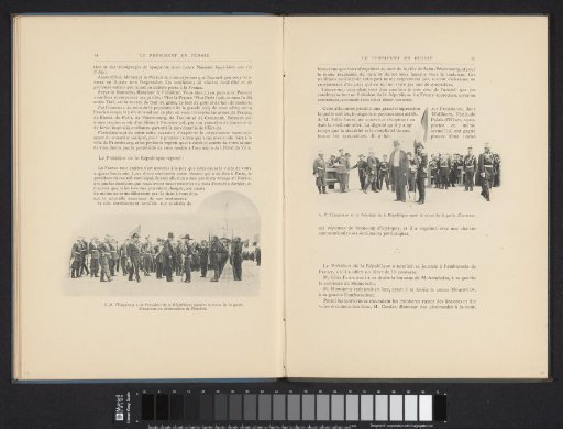 President Félix Faure and Tsar Nicholas II of Russia reviewing the guard of honor on the quay of Peterhof