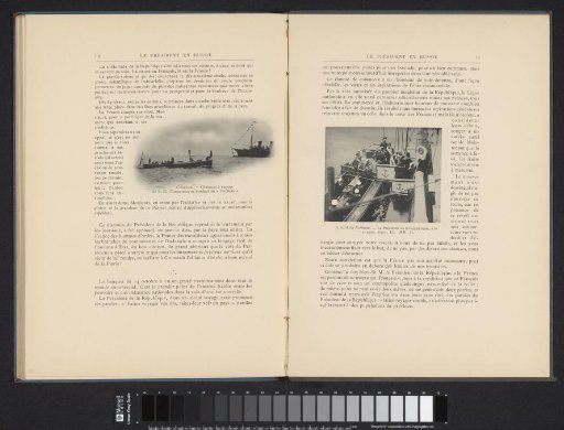 President Félix Faure receives Tsar Nicholas II of Russia and Tsarina Alexandra Feodorovna on board the cruiser Pothuau