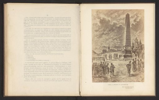 Photographic reproduction of a drawing of a visit to an obelisk in Montgenèvre