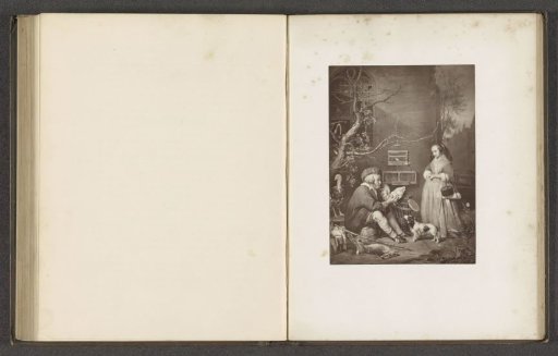 Photographic reproduction of a print after a painting, depicting an old man selling birds
