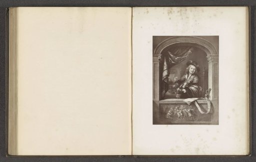 Photographic reproduction of an engraving after a painting, depicting a violinist