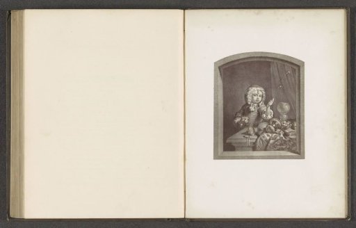 Photographic reproduction of an engraving after a painting, depicting a boy blowing bubbles
