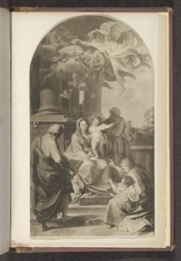 Photographic reproduction of a painting, representing Mary with Child and saints