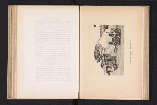 Resting place near Peking, with mules and a carriage in front