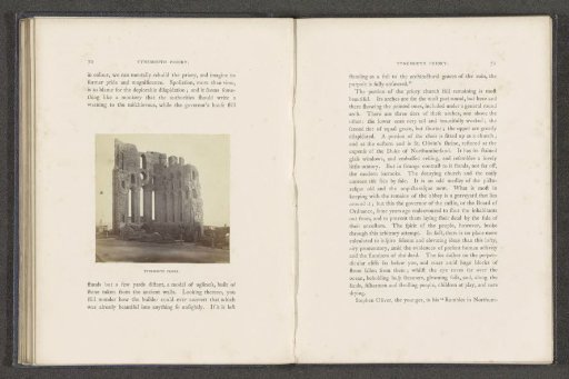 View of the ruins of Tynemouth Priory with cannonballs in front