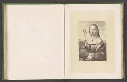 Photographic reproduction of a print by Delfini of the portrait of Maddalena Strozzi by Raphael