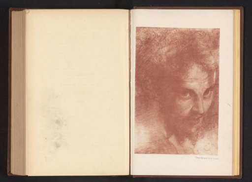 Photographic reproduction of a drawing, depicting the head of a man