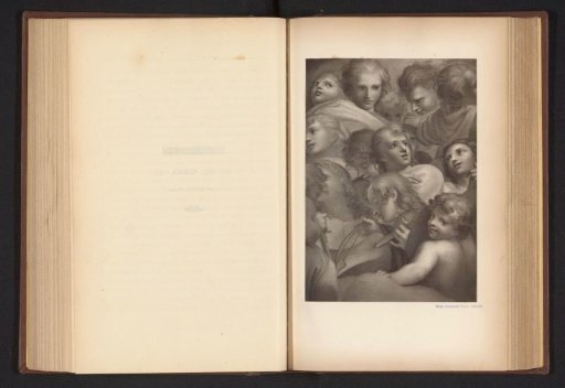 Photographic reproduction of a print after a painting, depicting a choir of angels