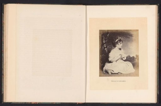 Photographic reproduction of a painting of a girl in a landscape by Joshua Reynolds