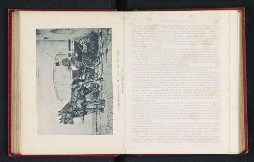 Two horses before a carriage with a man on the box