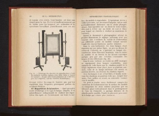 Stand with lamps on an easel for making presumably heliogravures