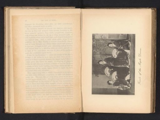 Portrait of three unknown Japanese dancers with fans