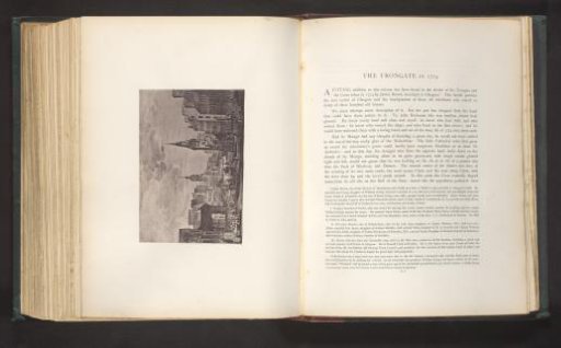 Photographic reproduction of a drawing depicting a view of Trongate in Glasgow