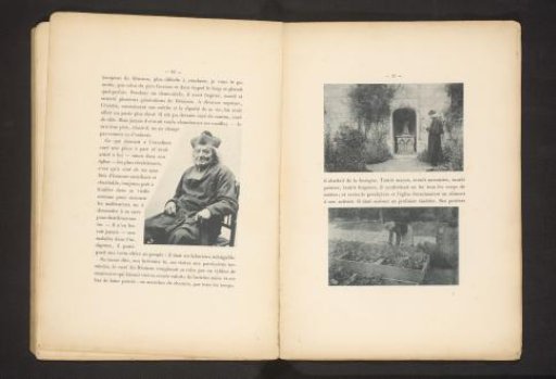 Man, presumably a priest, reading and working in a garden