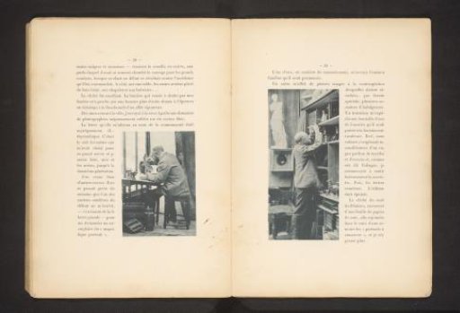 Portrait of an unknown man at a table with a scale and presumably a box of photographs
