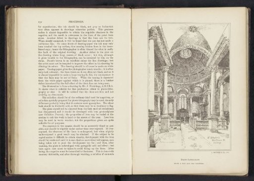 Photographic reproduction of a drawing, representing an interior of Saint Stephen Walbrook
