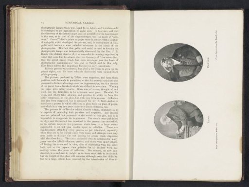 Two photographic reproductions of portraits of William Henry Fox Talbot and Louis Daguerre