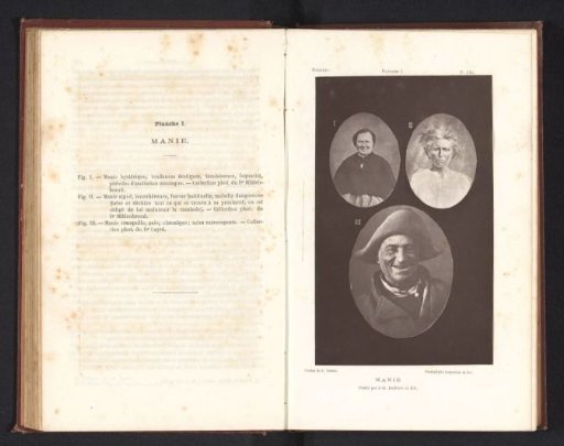 Three portraits of people suffering from mania