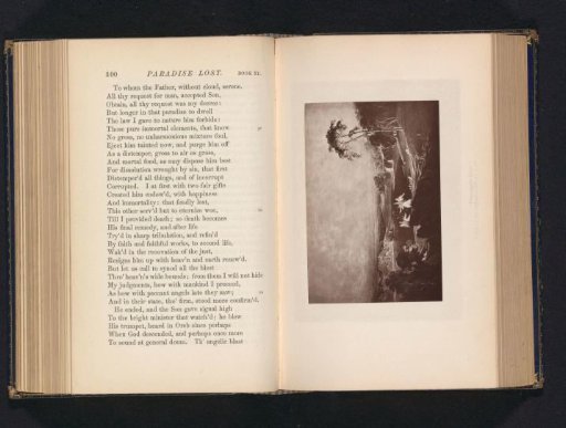 Photographic reproduction of a print depicting angels blowing trumpets in Paradise