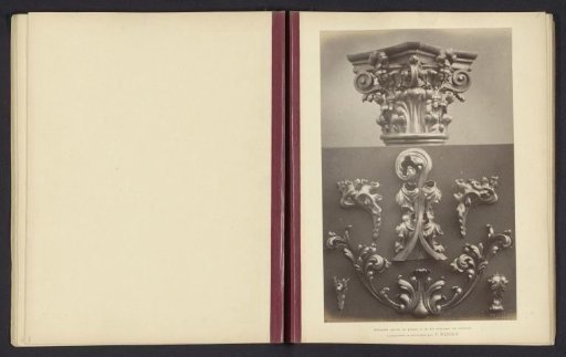 Decorative ornaments in lead and iron, depicting a capital and leaf motifs