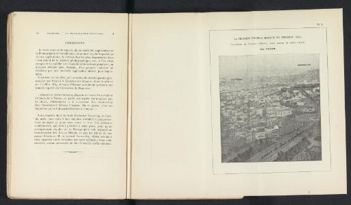 Reproduction of a photograph of a view of Paris, seen from the air, by Nadar