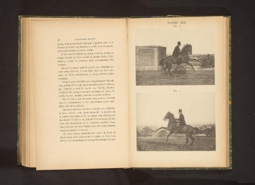 Two men on horses in gallop with the forelegs off the ground