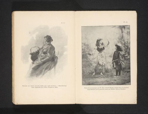 Studio portrait of an unknown woman and a child in costumes