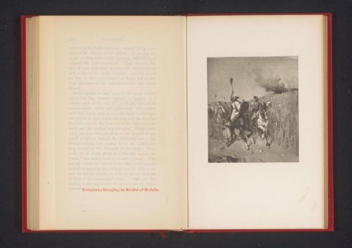Photographic reproduction of a painting depicting riders with the impaled heads of rebels