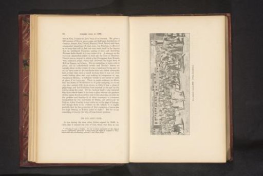 Photo reproduction of a print depicting a view of a market in Goa, India