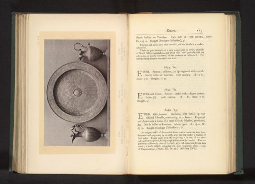 Bronze serving dish and two ewers in the South Kensington Museum in London