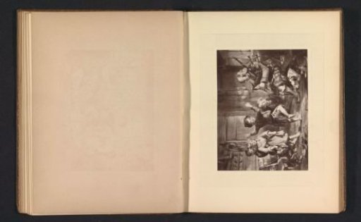 Photographic reproduction of an engraving after a painting of a blind bagpiper and dancing children by John Frederick Tayler