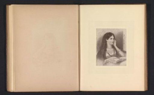 Photographic reproduction of a print after a painting of a woman with a book by William Boxall