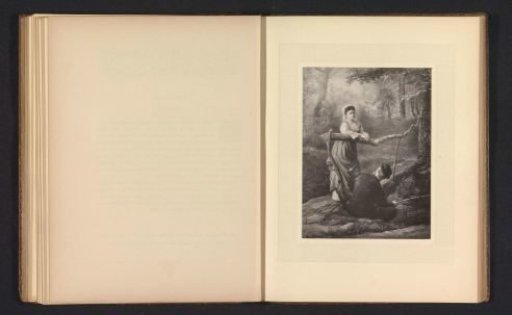 Photographic reproduction of a print after a painting or print of a fishing man and a woman by Edmond Adolphe Rudaux