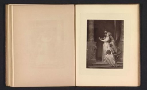 Photographic reproduction of a print after a painting of a man and a woman exchanging a ring by Florent Joseph Marie Willems