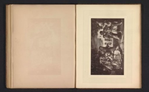 Photographic reproduction of a print after a painting with children around a lizard by Narcisse Díaz de la Peña