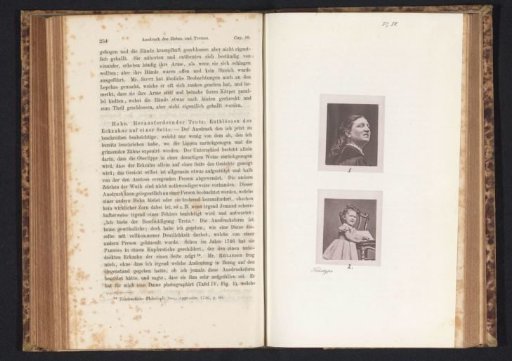 Two portraits of an unknown woman and a child showing anger and mockery