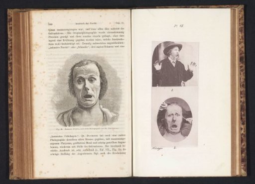 Two portraits of unknown men showing fear