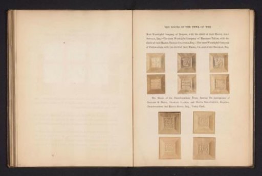 Ten decorations of the doors of church pews from St. Michael in Cornhill