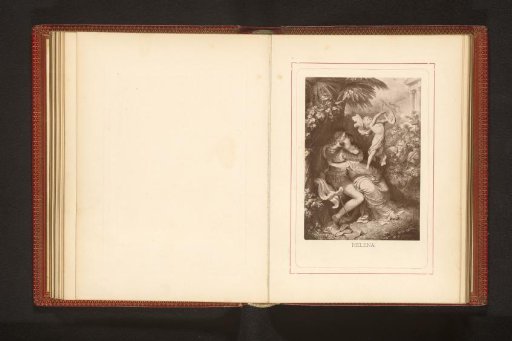Photographic reproduction of a drawing depicting Faust kissing Helena